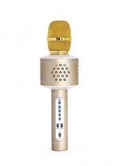Karaoke Bluetooth zlatý mikrofón na batérie s USB