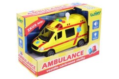 Ambulanță mașină de salvare plastic 14,5cm pe baterie