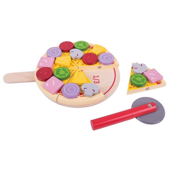 Bigjigs Toys Affettatrice per pizza in legno