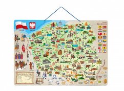 Magnetyczna mapa Polski z obrazkami i gra towarzyska 3 w 1