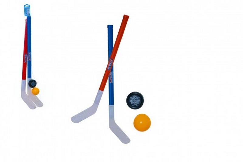 Crosse de hockey terrestre 2pcs plastique 72cm + floorball + palet