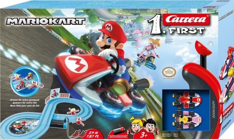 Autodráha Carrera First Mario Nintendo 2,4m plast +2 auta na bat. v krabici 50x30x7cm