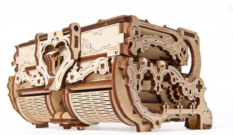 Ugears 3D Puzzle meccanico in legno Scatola di gioielli antichi