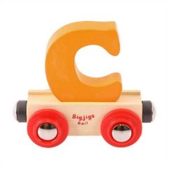 Bigjigs Rail Wagon Calea ferată din lemn pentru trenuri - litera C