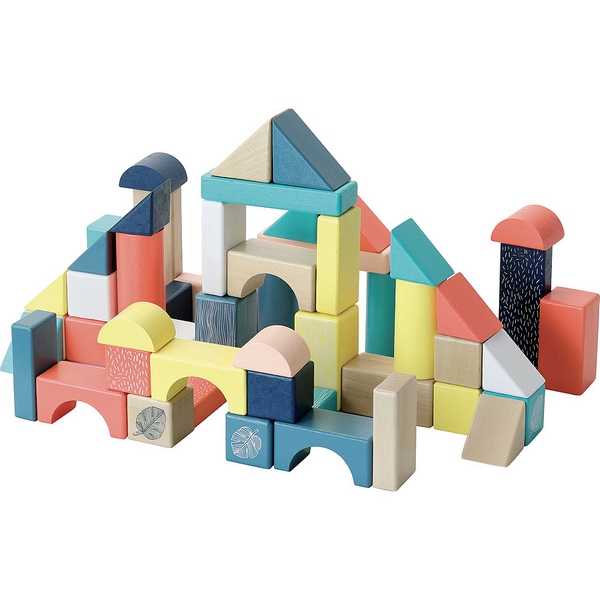 Vilac Cubes en bois colorés Canopée 54 pcs