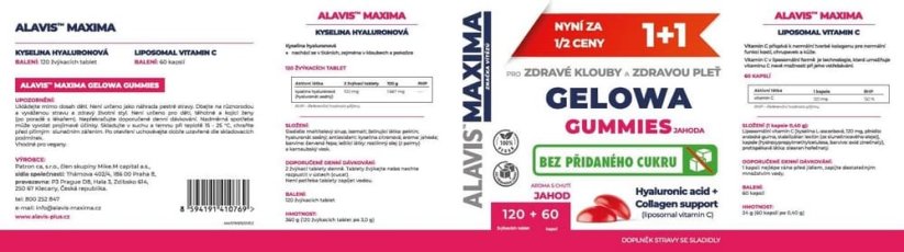ALAVIS MAXIMA Gelowa Gummies jahoda 120 tablet + 60 kapslí