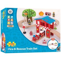 Bigjigs Rail Pistă de tren din lemn stație de pompieri