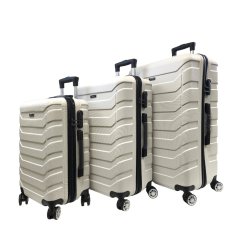 Bavy Valiză de călătorie cu carcasă Ribs White - set de 3 bucăți