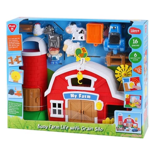 Sada farma se silem na obilí s doplňky plast na baterie se zvukem v krabici 50x39cm 18m+