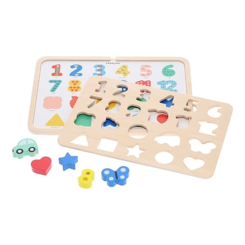 Petit Collage Insert puzzle avec chiffres et formes multilingue