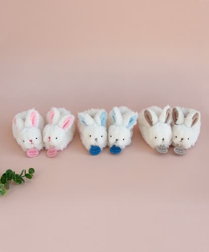 Doudou Zestaw upominkowy - Zestaw bucików z grzechotkami królik różowy 0-6 miesięcy