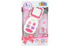 Teléfono para bebés rosa que funciona con pilas