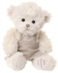 WYATT ours blanc en pantalon marron (35 cm)