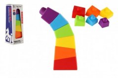 Šikmá veža/pyramída farebné puzzle 6ks plast v krabici 8x21x8cm 18m+