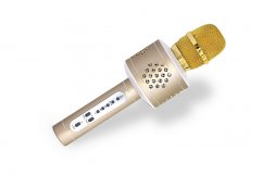 Microphone Karaoké Bluetooth à piles dorées avec USB