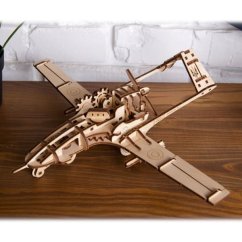 Ugears 3D dřevěné mechanické puzzle Bojový dron Bayraktar TB2