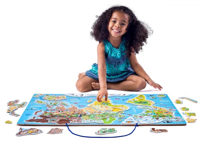 Woody Puzzle mapa světa Svět v obrázcích, 2 v 1