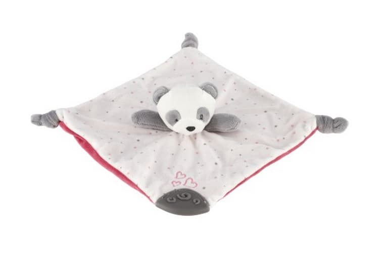 Panda medvěd usínáček kousátko chrastítko plyš  25x25cm na kartě v sáčku 0+