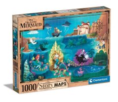 Puzzle 1000 piese Harta Disney - Mica Sirenă