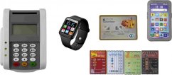 Terminal płatniczy Plejo z telefonem komórkowym i zegarkiem