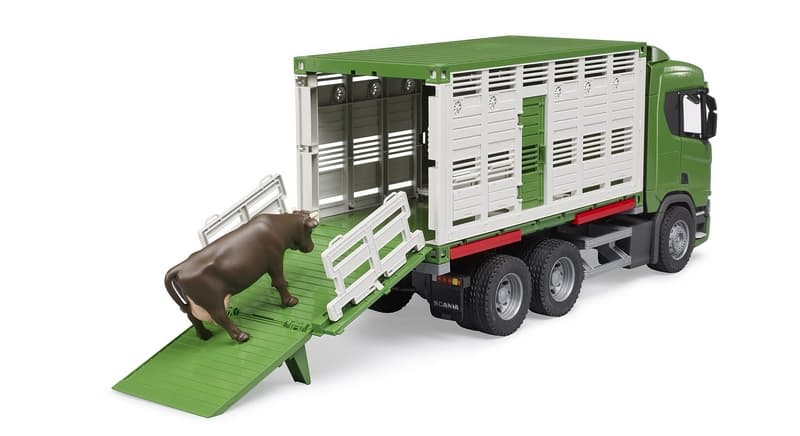Bruder 3548 Scania Super 560R nákladné vozidlo na prepravu zvierat s 1 kravou