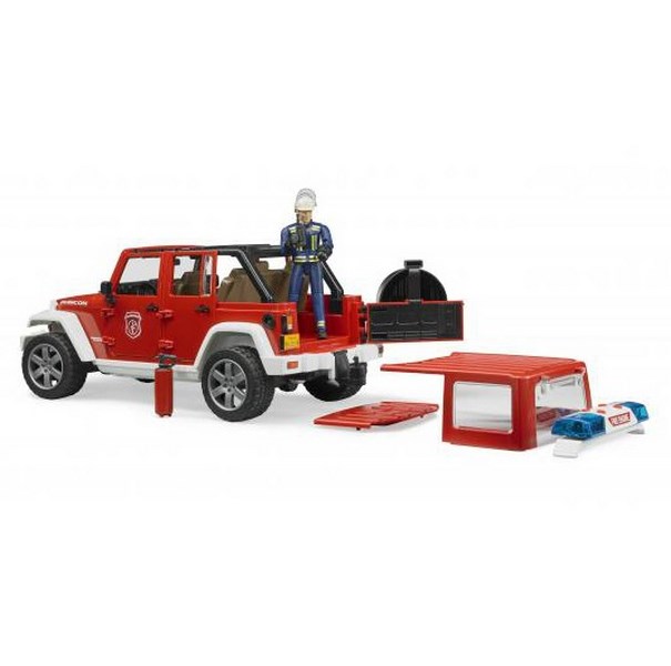 Bruder 2528 Jeep Wrangler Rubicon hasičské auto s figúrkou a príslušenstvom