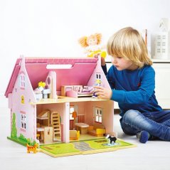 Bigjigs Toys Casa de păpuși portabilă din lemn
