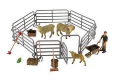Set de granja casera de ovejas de plástico con accesorios