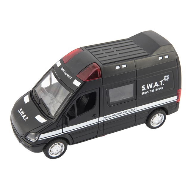 Teddies rendőrőrs/swat + autó 15 cm akkumulátorral és világítással