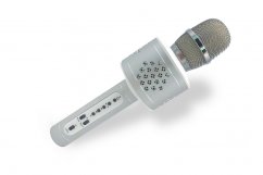 Microphone Karaoké Bluetooth argenté à piles avec USB