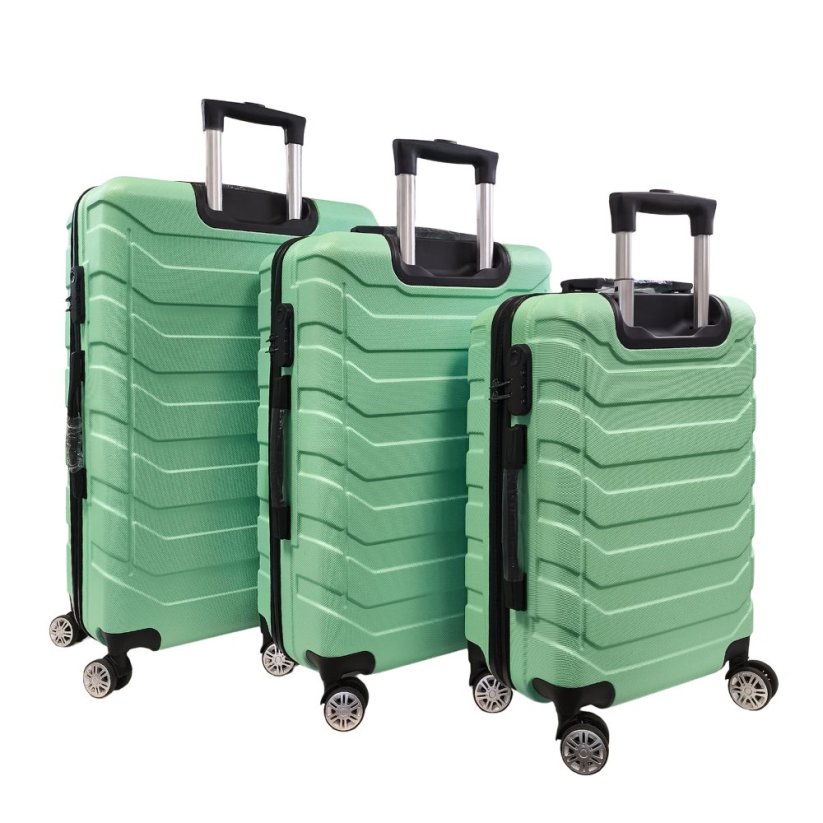 Bavy Cestovní kufr skořepinový Ribs Light green - set 3 ks