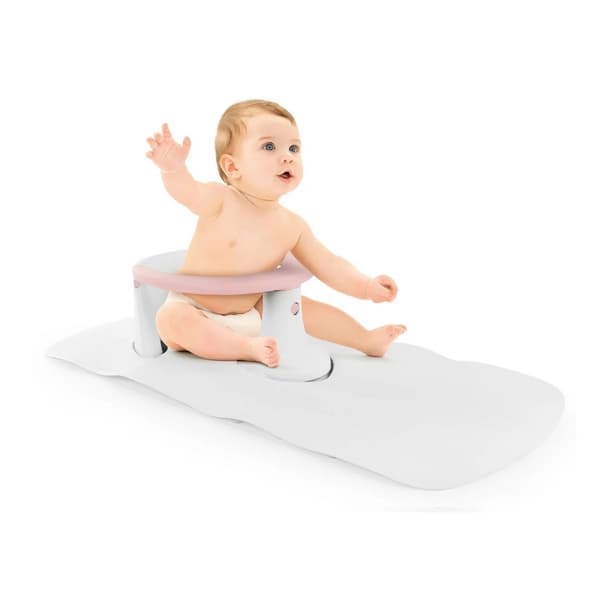 Asiento de baño para bebé con ventosa y almohadilla, rosa
