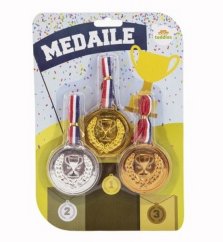 Medaily so šnúrou 3ks plastové