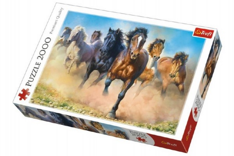 Puzzle Troupeau de chevaux 2000 pièces 96x68cm dans une boîte 40x27x6cm