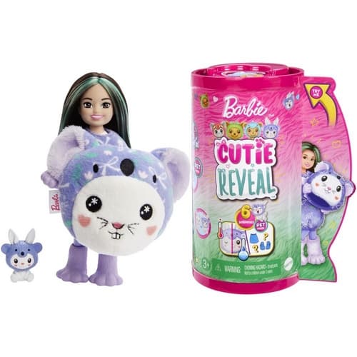 Barbie CUTIE REVEAL CHELSEA V KOSTÝMU - ZAJÍČEK VE FIALOVÉM KOSTÝMU KOALY