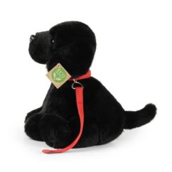 Pluszowy piesek Rappa Labrador czarny ze smyczą 28 cm EKOLOGICZNY