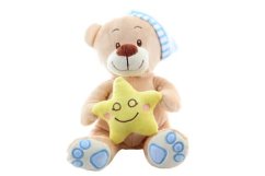 Plyšový medvedík s hviezdou modrý 23 cm