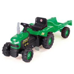 Gyermek pedálos traktor mellékvágányokkal, zöld