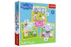 Puzzle 3v1 Peppa Pig / Peppa Pig Happy Day Pigs in a box 28x28x6cm
