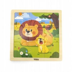 Puzzle de madera 9 piezas - leones