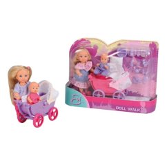 Panenka Evička doll walk, s kočárkem,2druhy