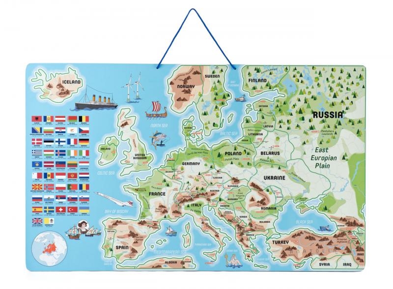 Magnetická mapa EVROPY, společenská hra  3 v 1 v AJ