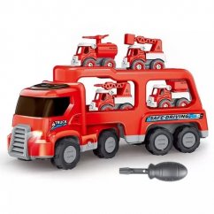 Camion cu mașini roșu