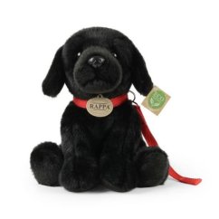 Pluszowy piesek Rappa Labrador czarny ze smyczą 28 cm EKOLOGICZNY