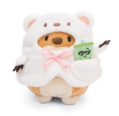 NICI plyš MyMochi Pejsek Hiro 8cm v kostýmu ledního medvěda a bubble tea,set dár. bal. 8,5x6,5x10cm