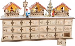 Calendario de Adviento de madera de pie pequeño Mercado de Navidad