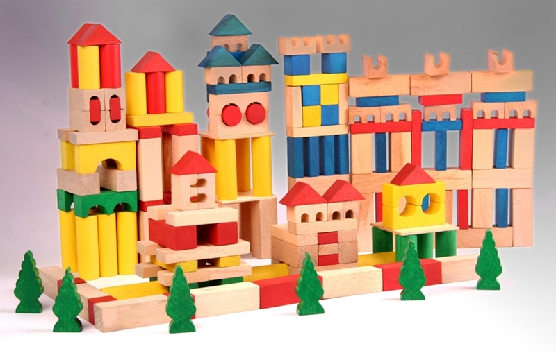 EkoToys Cubes en bois colorés 180 pièces