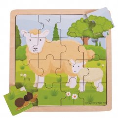 Puzzle Bigjigs Toys - Ovečka a jahňa