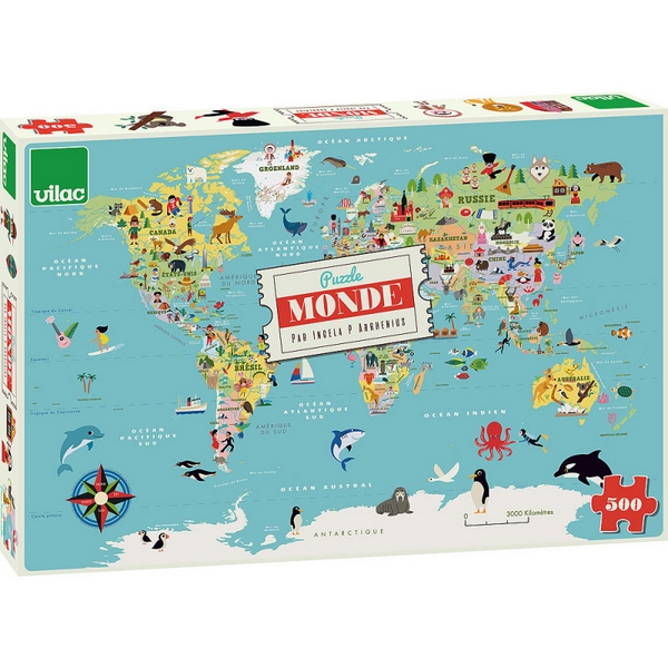 Vilac Puzzle Mappa del mondo 500 pezzi