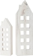 Maisons lumineuses en bois à petits pieds 2pcs